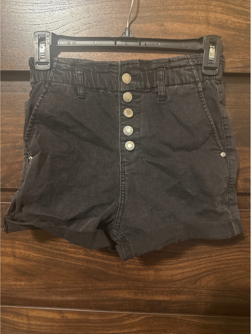 Blue Spice Black High Waist Button Front Denim Shorts Size 0